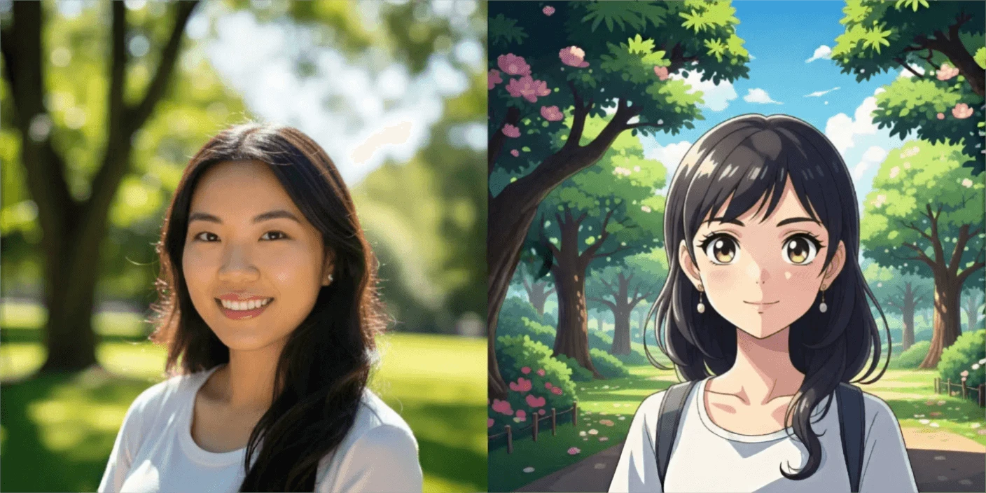 Сравнение реальной фотографии и ее трансформации в стиле Ghibli