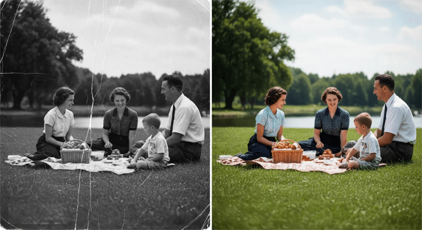 Сравнение до и после улучшения фото с Gemini Nano Banana